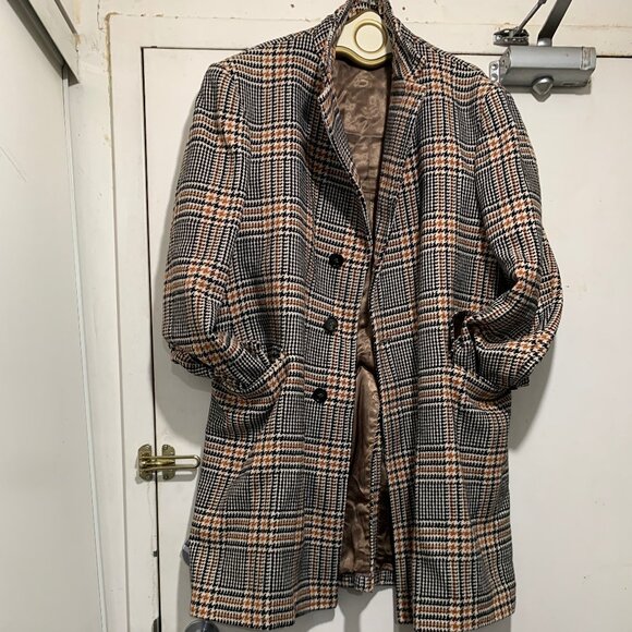LORO PIANA & C. FABRIC MADE IN ITALY PLAID TWEED TRENCH COATS SIZE L - Picture 9 of 15